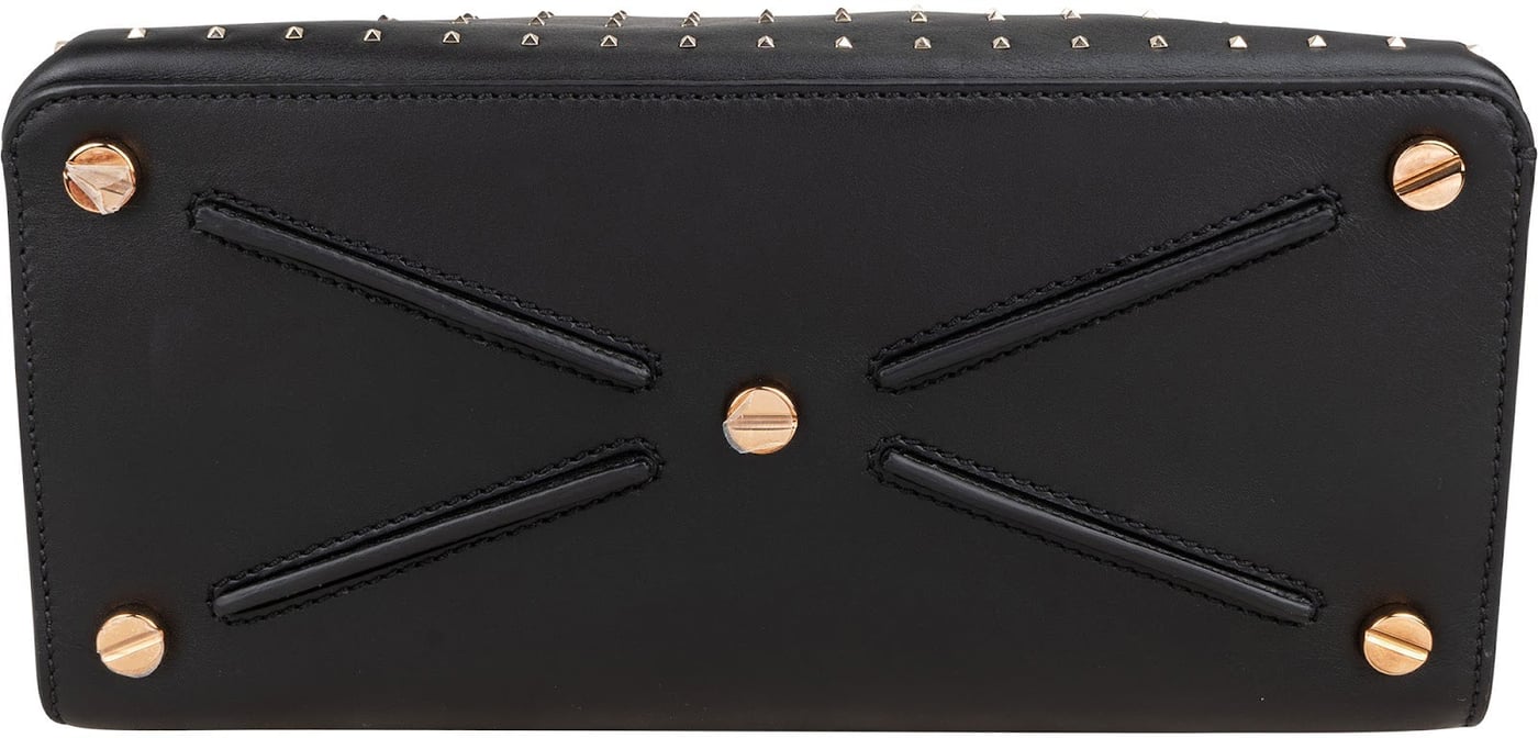 Valentino Garavani Black Calfskin Rockstud Lock Tote Handbag