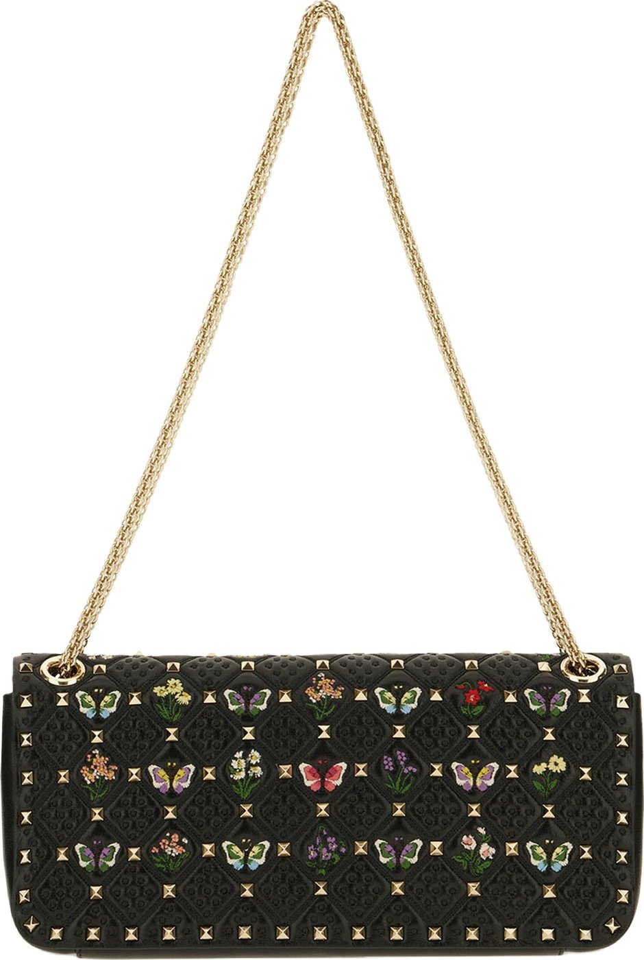 Valentino Embroidered leather Rockstud Spike shoulder bag