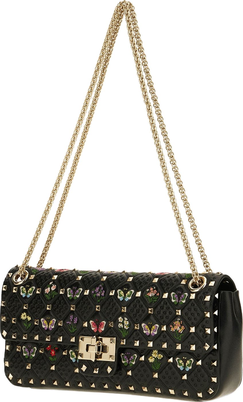Valentino Embroidered leather Rockstud Spike shoulder bag