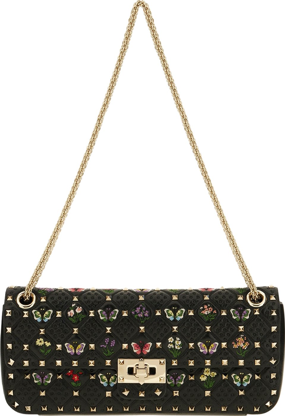 Valentino Embroidered leather Rockstud Spike shoulder bag