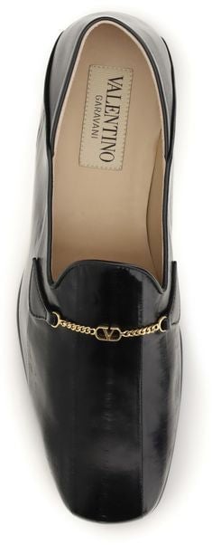 Valentino Garavani Black Calf Leather Bos Taurus Slip-On Loafers