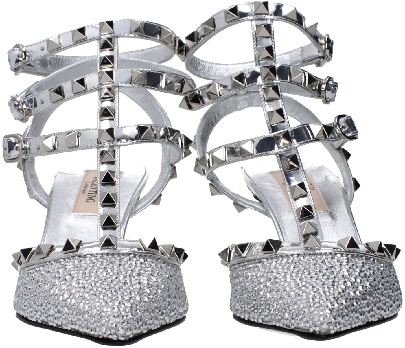 Valentino Garavani Gray Leather Stiletto Heel Sandals