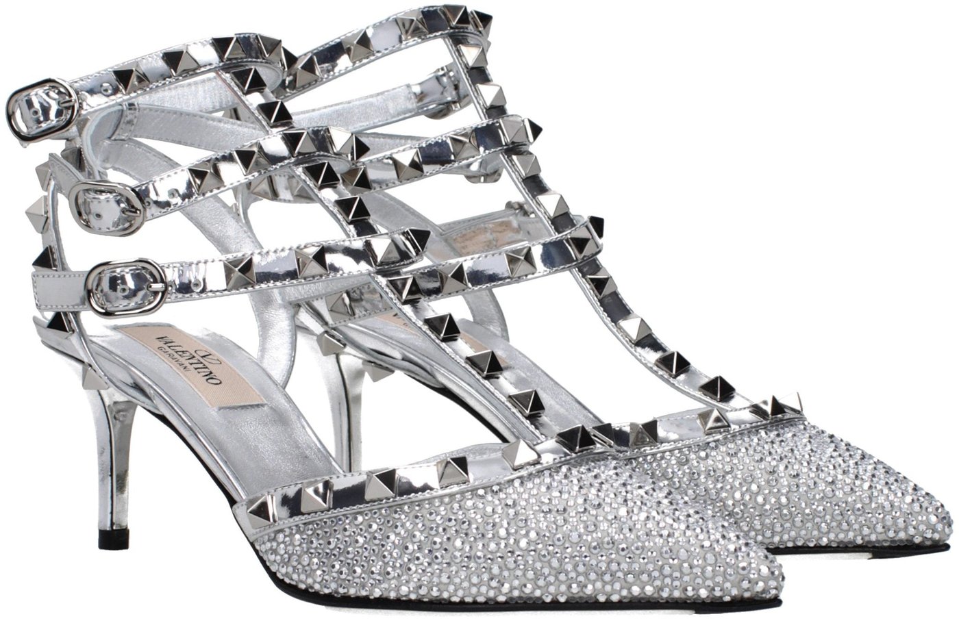 Valentino Garavani Gray Leather Stiletto Heel Sandals