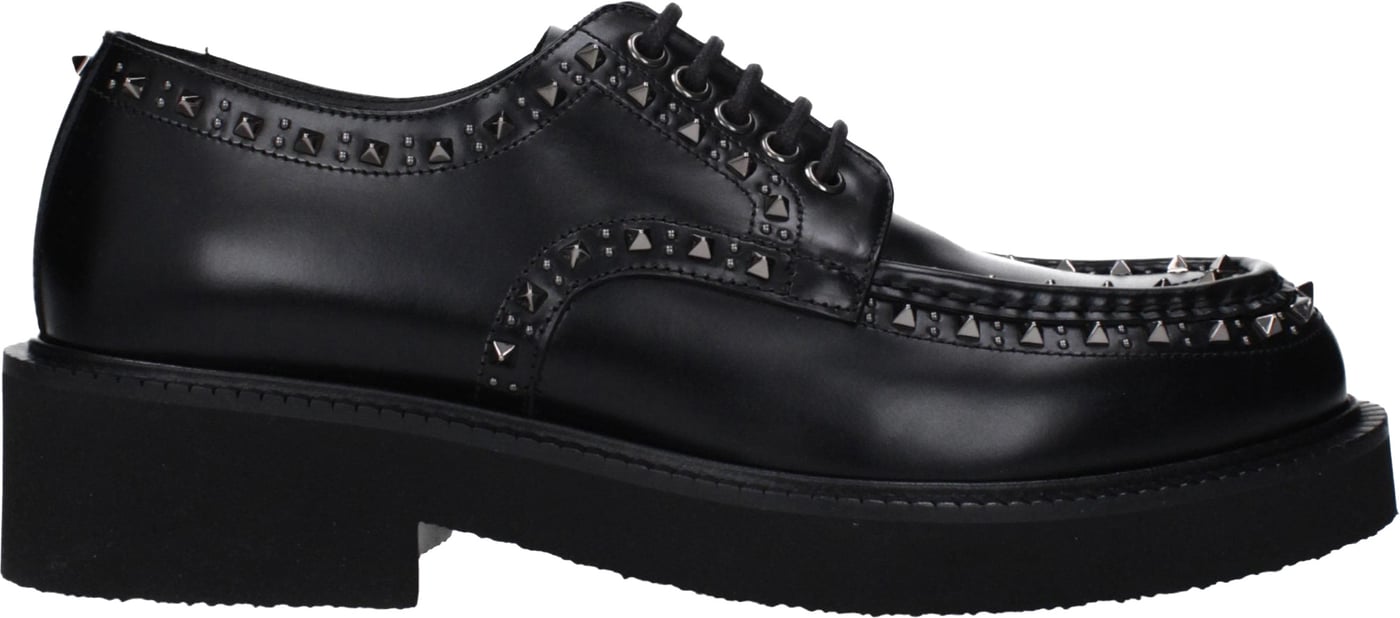 Valentino Garavani Black Leather Oxfords And Derbies