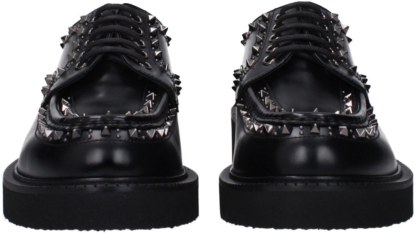 Valentino Garavani Black Leather Oxfords And Derbies