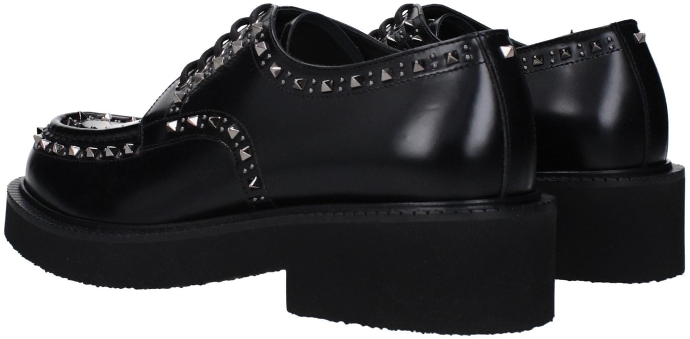 Valentino Garavani Black Leather Oxfords And Derbies