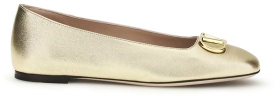 Valentino Garavani Gold Napa Leather / Calf Bos Taurus Ballet Flats