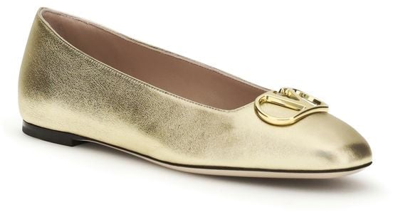 Valentino Garavani Gold Napa Leather / Calf Bos Taurus Ballet Flats