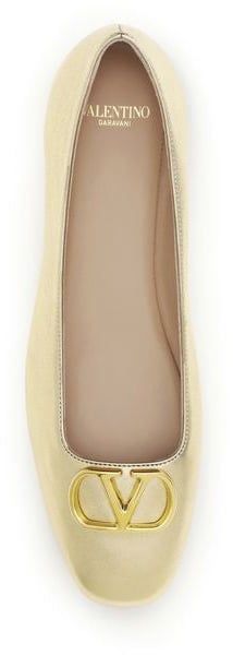 Valentino Garavani Gold Napa Leather / Calf Bos Taurus Ballet Flats