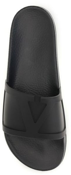 Valentino Garavani Black Rubber Flat Sandals