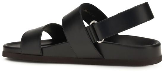 Valentino Garavani Black Calf Leather Bos Taurus Flat Sandals