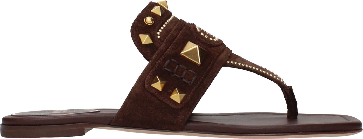 Valentino Garavani Brown Leather Flip-Flop Sandals