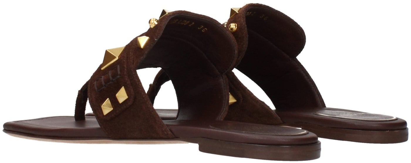 Valentino Garavani Brown Leather Flip-Flop Sandals