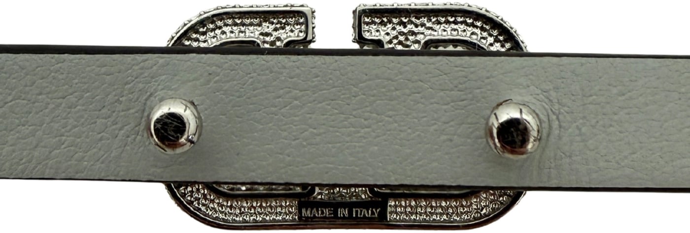 Valentino Garavani VLogo Signature Belt with Crystals 10 mm Silver