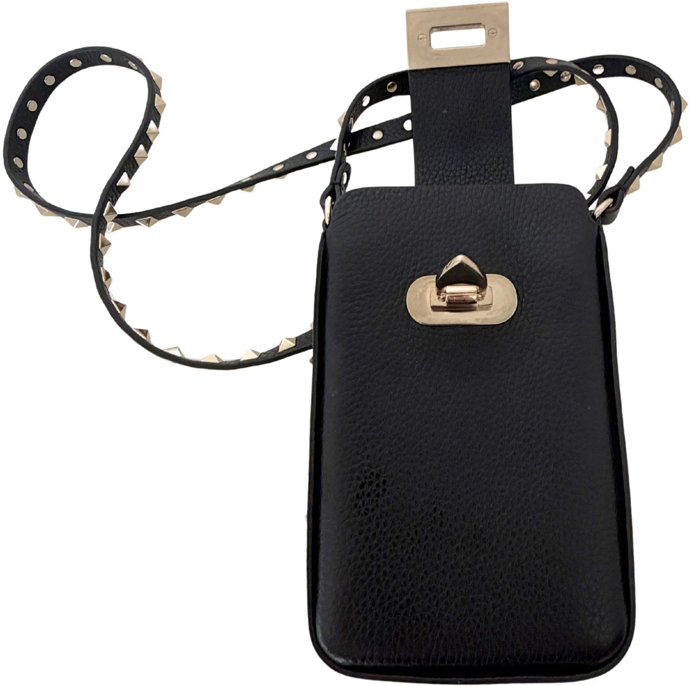 Valentino Garavani Rockstud Phone Case Leather Black