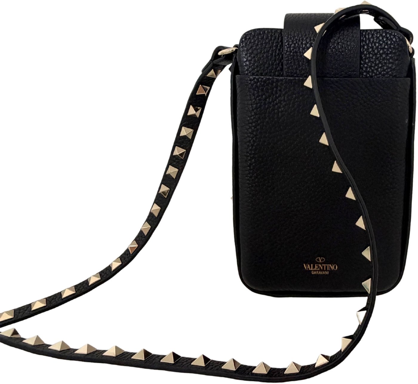 Valentino Garavani Rockstud Phone Case Leather Black