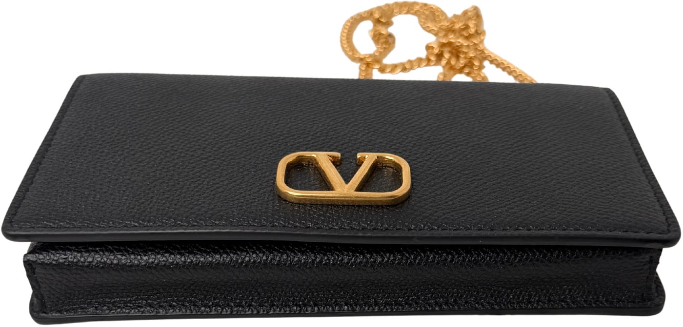 Valentino VLogo Wallet on Chain Calfskin Black