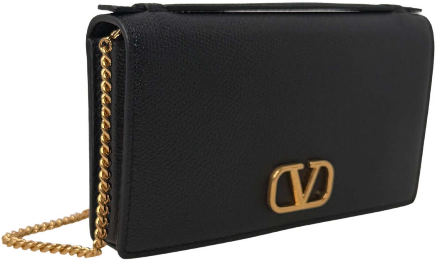 Valentino VLogo Wallet on Chain Calfskin Black