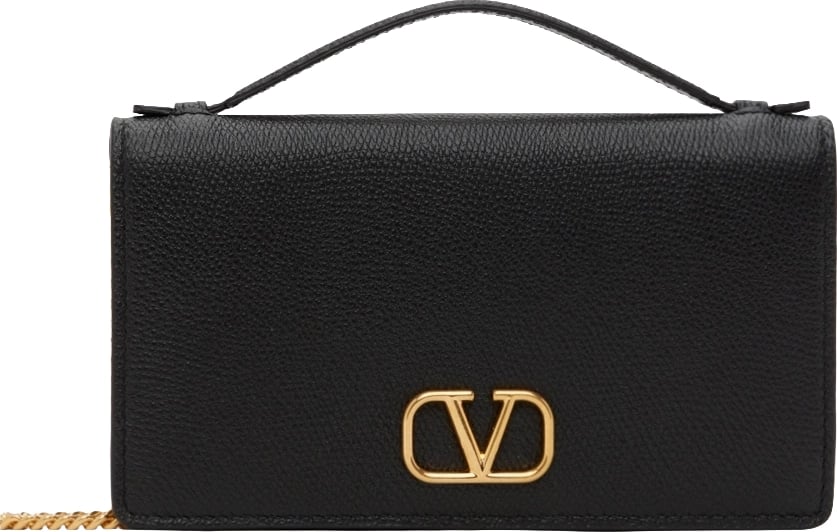 Valentino VLogo Wallet on Chain Calfskin Black