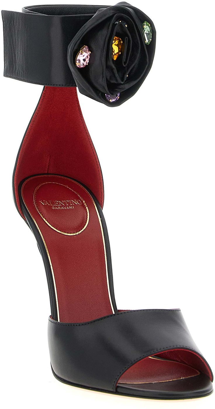 Valentino Garavani Black Calfskin Stiletto Heel Sandals