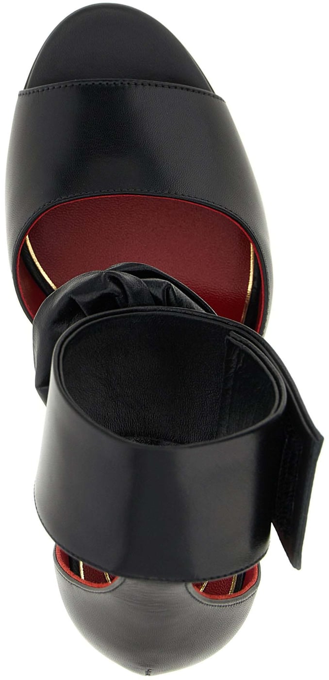 Valentino Garavani Black Calfskin Stiletto Heel Sandals