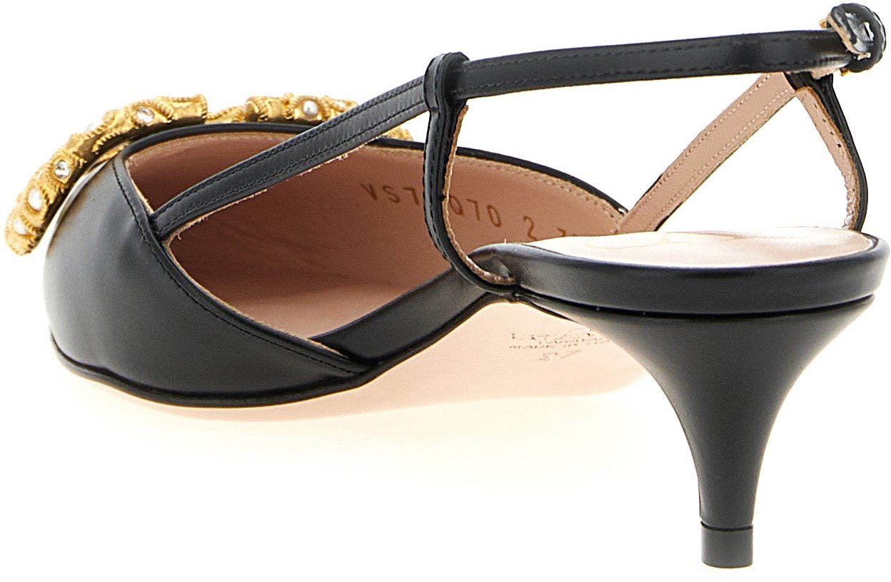 Valentino Garavani Black Calfskin Mid Heel Pumps