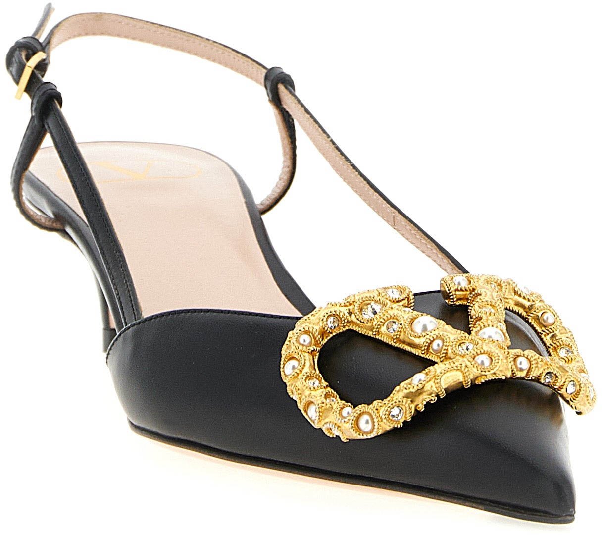 Valentino Garavani Black Calfskin Mid Heel Pumps