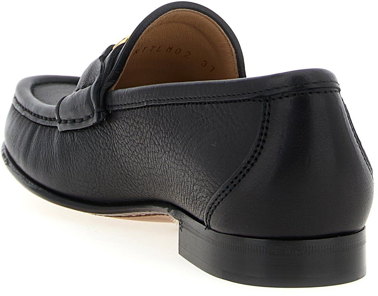 Valentino Garavani Black Buffalo Leather Slip-On Loafers