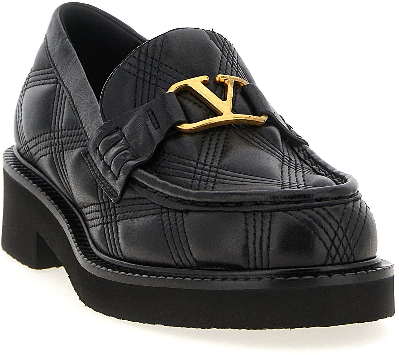 Valentino Garavani Black Lamb Leather Slip-On Loafers