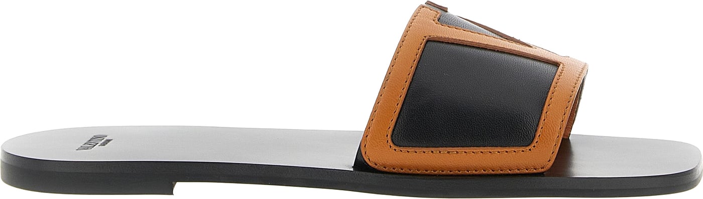 Valentino Garavani Brown Lamb Leather Slides