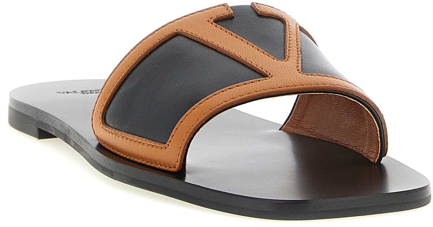 Valentino Garavani Brown Lamb Leather Slides
