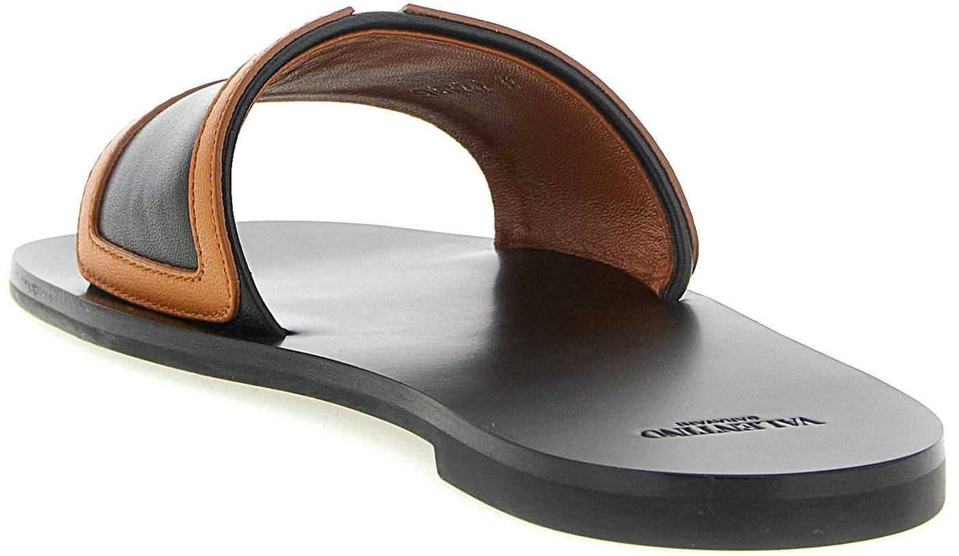 Valentino Garavani Brown Lamb Leather Slides