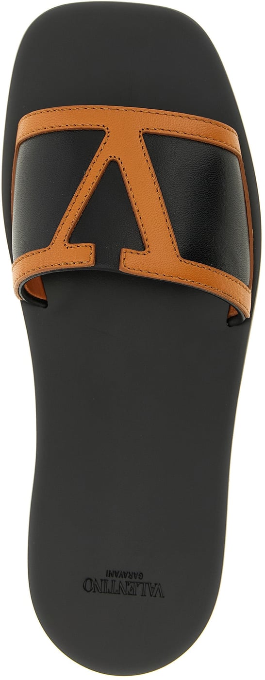 Valentino Garavani Brown Lamb Leather Slides