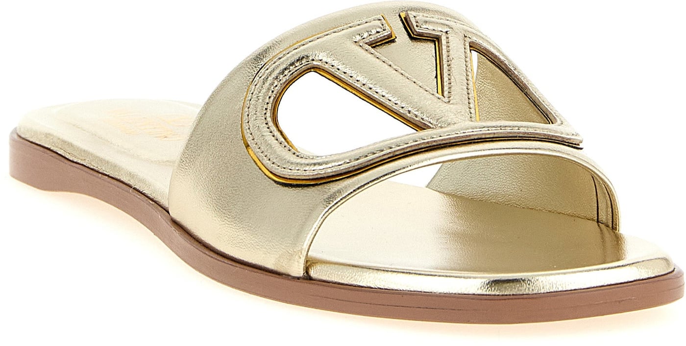 Valentino Garavani Gold Calfskin Slides