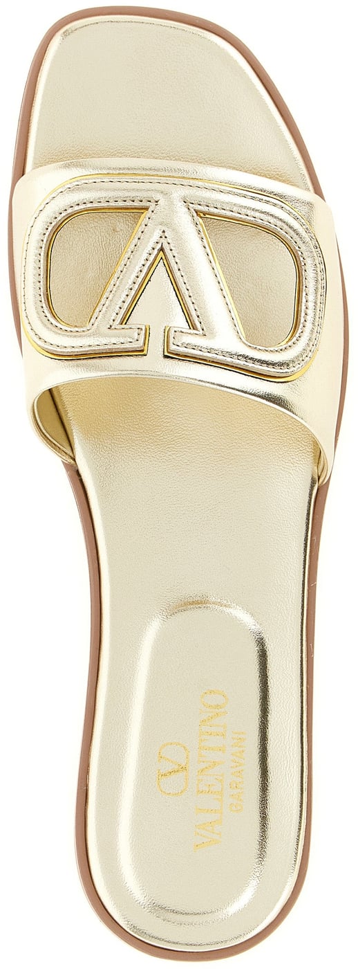 Valentino Garavani Gold Calfskin Slides