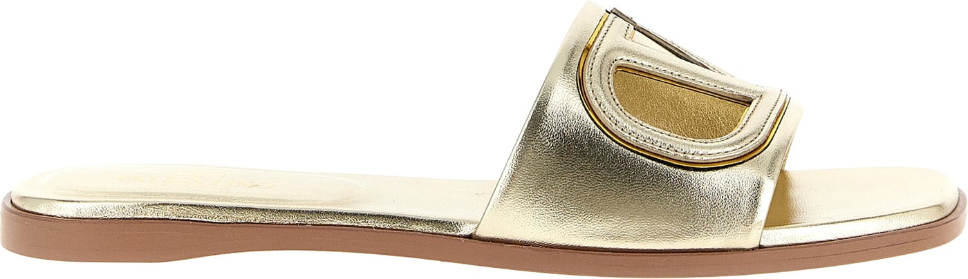 Valentino Garavani Gold Calfskin Slides