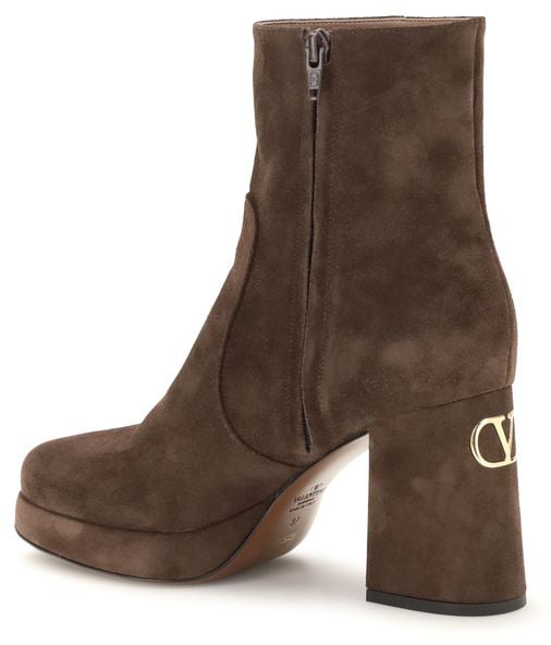 Valentino Garavani Brown Calf Leather Bos Taurus Ankle Boots
