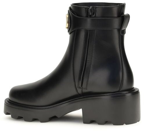 Valentino Garavani Black Calf Leather Bos Taurus Ankle Boots