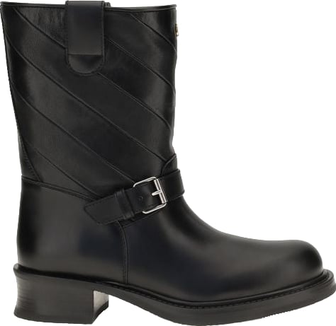Valentino Garavani Black Calf Leather Bos Taurus Ankle Boots