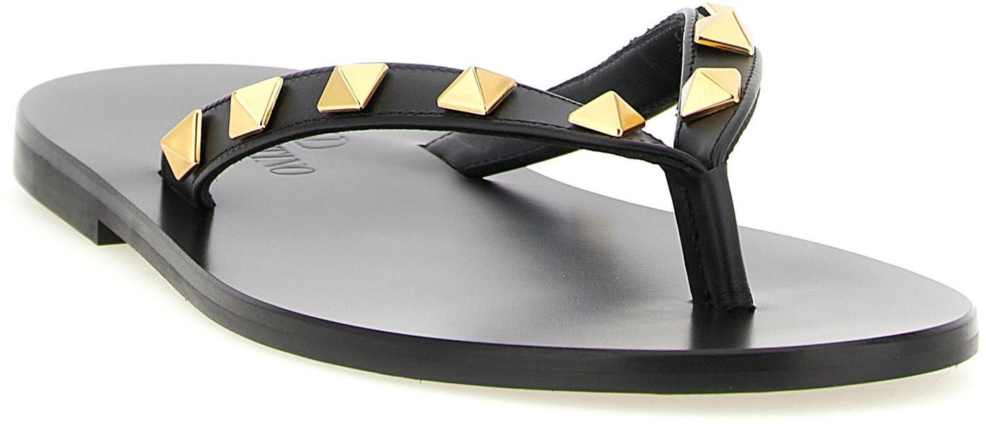 Valentino Garavani Black Calfskin Slides