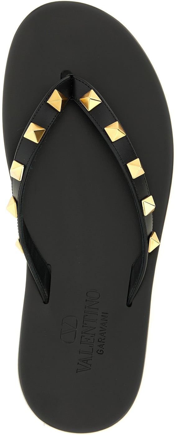 Valentino Garavani Black Calfskin Slides