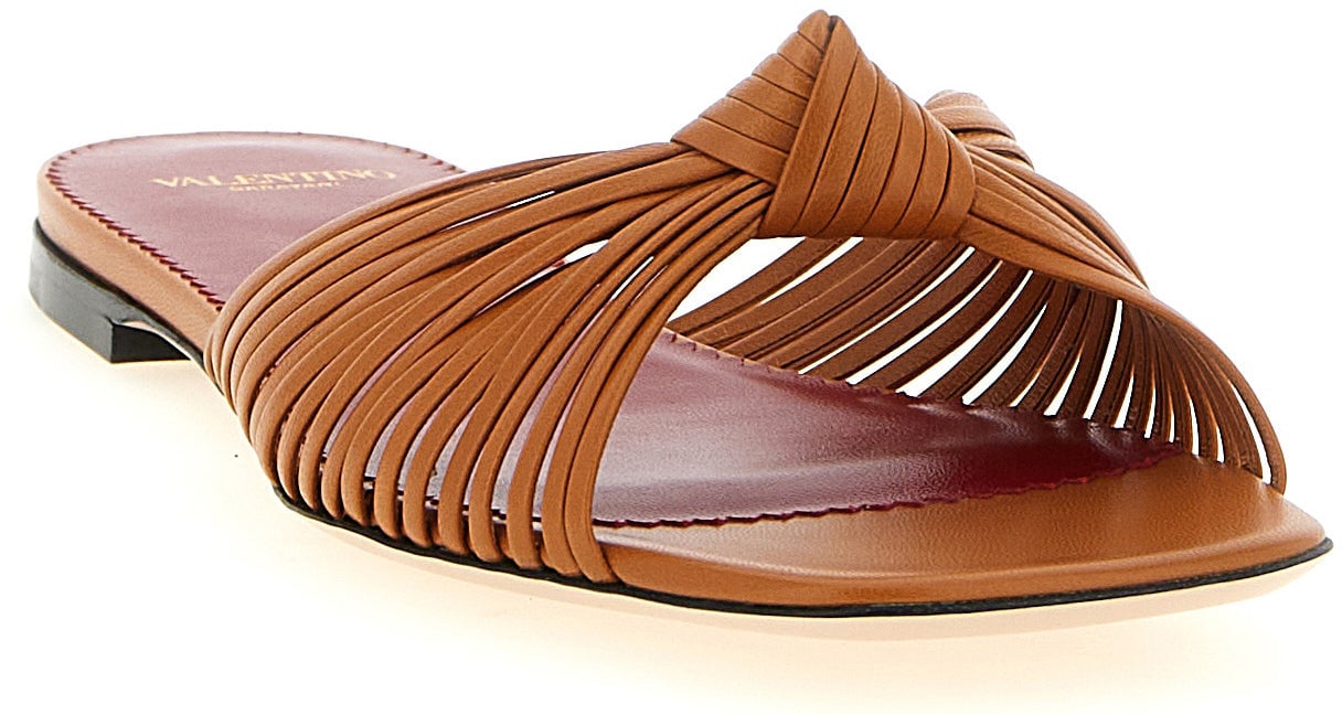 Valentino Garavani Brown Goatskin Slides