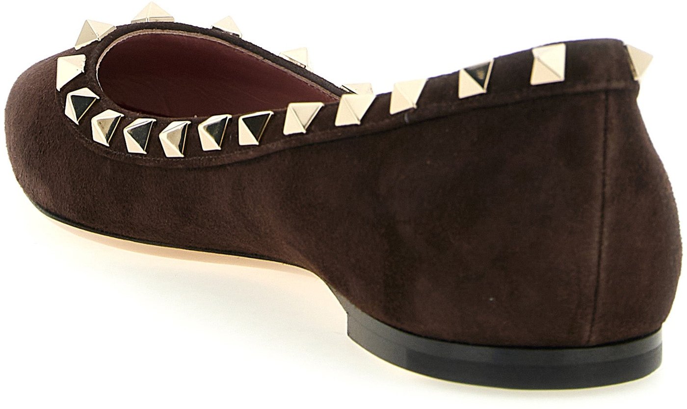 Valentino Garavani Brown Calfskin Ballet Flats