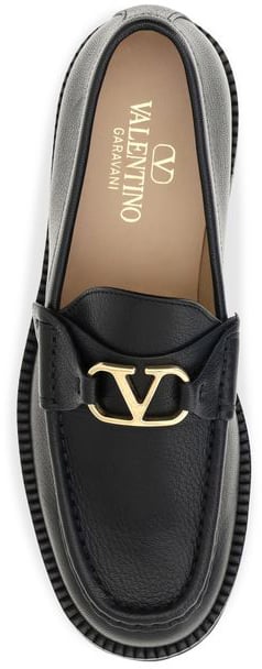 Valentino Garavani Black Calf Leather Bos Taurus Platform Loafers