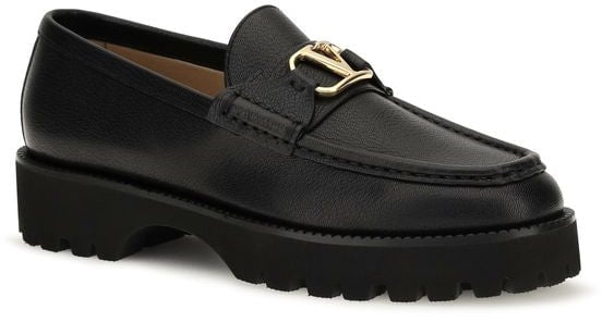 Valentino Garavani Black Calf Leather Bos Taurus Platform Loafers