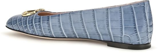 Valentino Garavani Blue Calf Leather Bos Taurus Ballet Flats