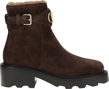 Valentino Garavani Brown Calf Leather Bos Taurus Ankle Boots