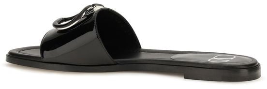 Valentino Garavani Black Calf Leather Bos Taurus Flat Sandals