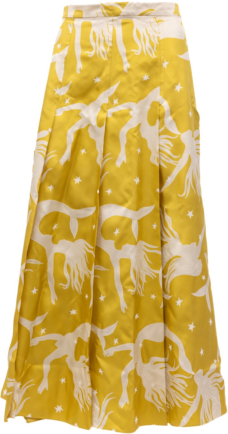 Valentino Garavani Yellow skirt with off-white details