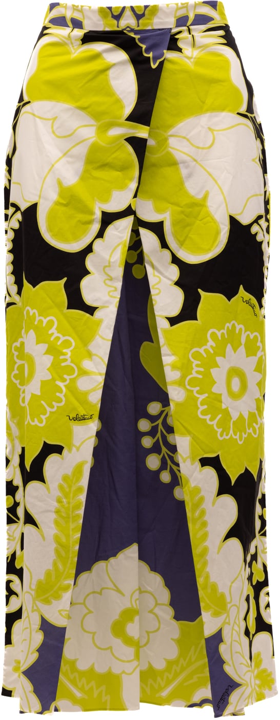 Valentino Garavani Women Floral Skirt in Black, Lime Green, White Details